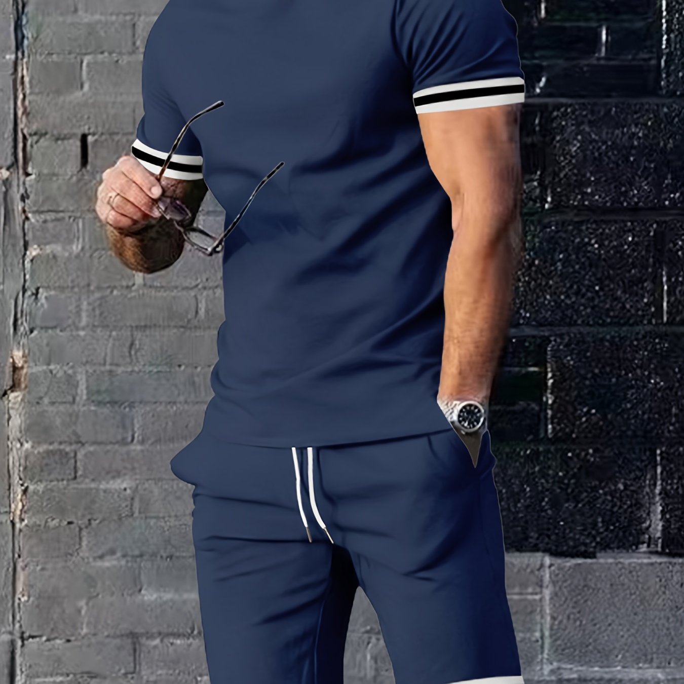 European and American Amazon men's summer sports suit with short sleeves