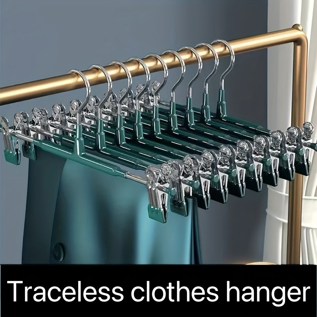 10 Premium Stainless Steel Pants Hangers with Adjustable Clips - No-Slip, Heavy-Duty Racks for Retail Display and Home Use