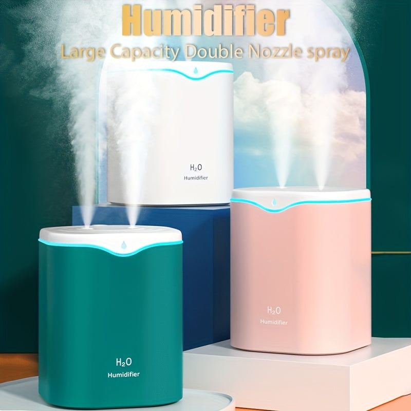 Portable USB humidifier with 2 mist modes, 7-color light, and auto shut-off. Suitable for travel, home, or bedroom use.