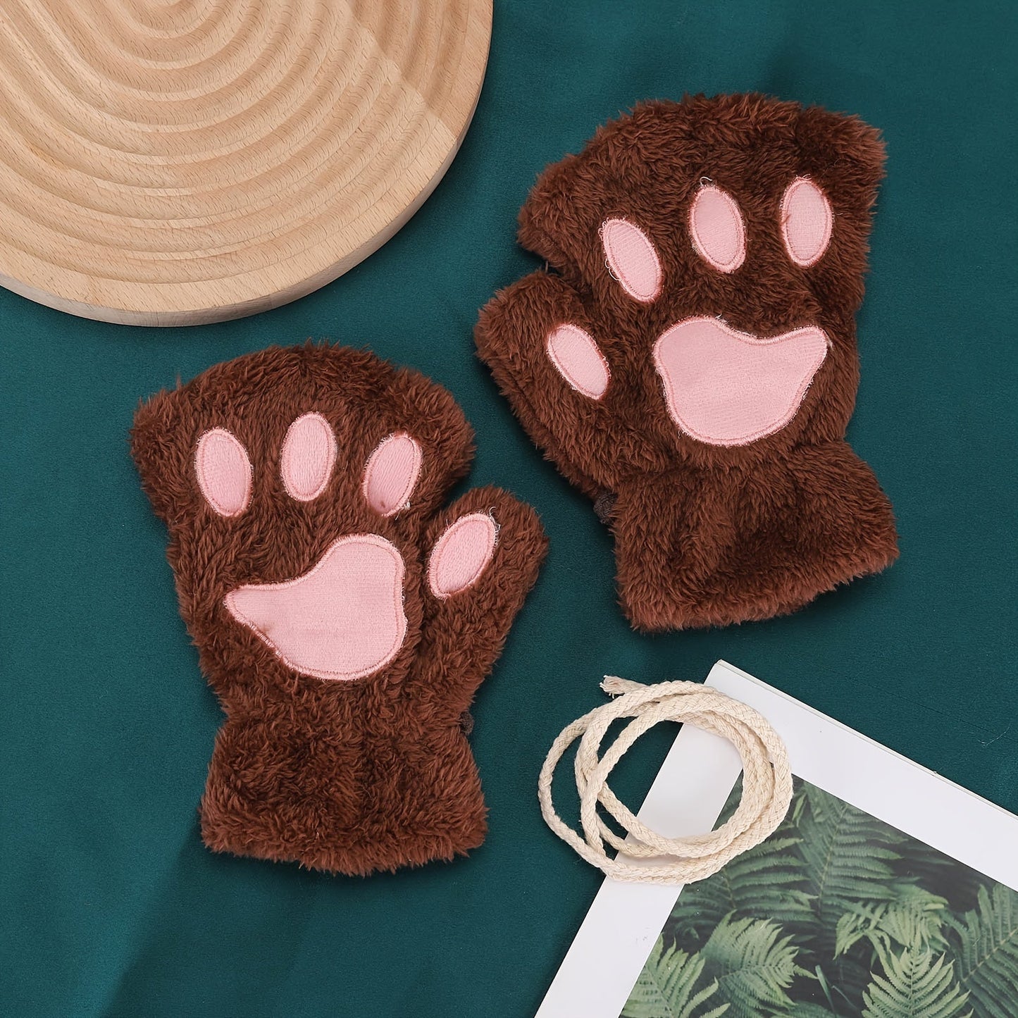 Warm, cute and cozy Kawaii Cat Paw Plush Gloves for women, perfect for keeping your hands warm in Autumn and Winter. Made of thickened, soft fleece material with half fingers design to keep you comfortable and coldproof.