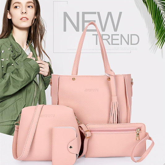 New Fashion 4-piece Matching PU Handbag Set for Mother and Daughter