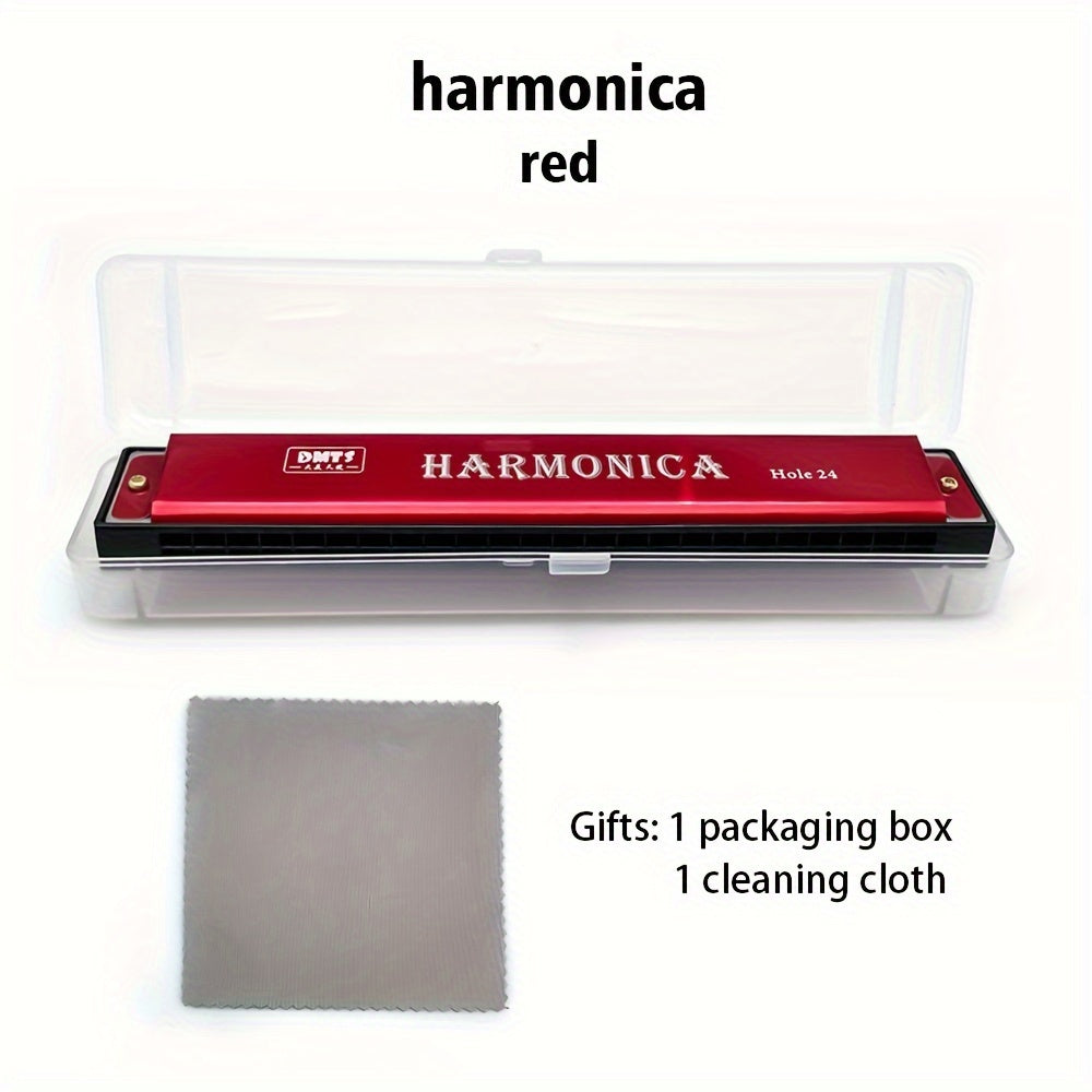 24-hole Metal Harmonica for Adults to Learn and Play