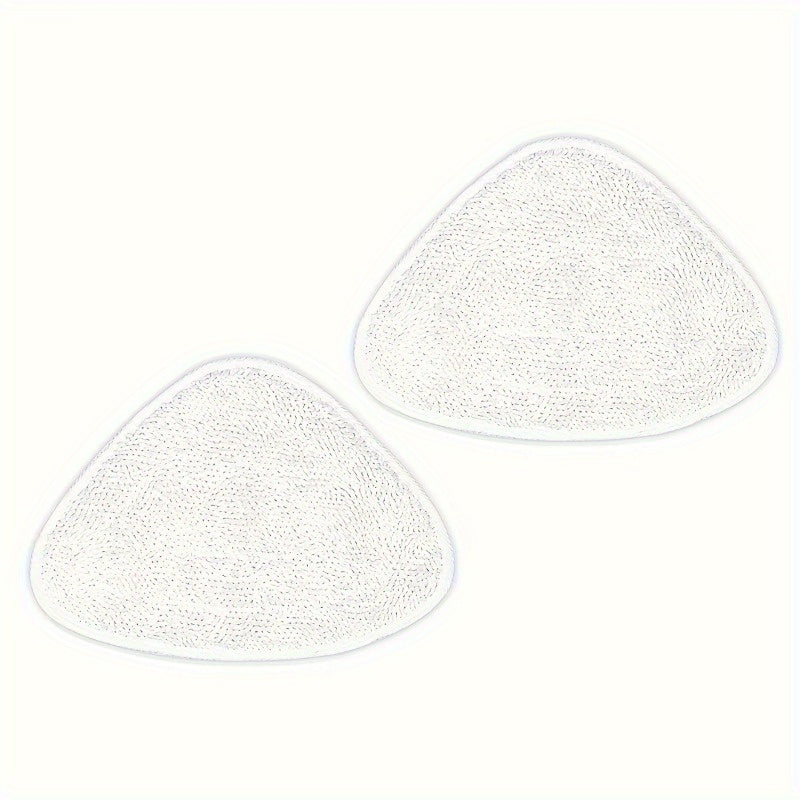 Two microfiber steam mop pads in a triangle shape, designed for use with Vileda 100 models. These pads have a high absorption capacity, are reusable, machine washable, and are perfect for cleaning floors as an attachment accessory.