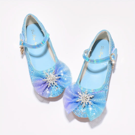 New blue crystal shoes for girls, perfect for little princesses with soft soles.