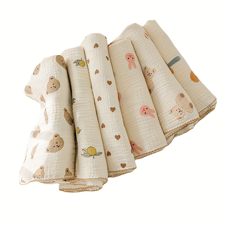 Keep your baby cozy and comfortable with our double-layer quilted gauze baby blanket. Made of pure cotton, this breathable blanket is perfect for spring and autumn outings. Featuring a cute bear animal cartoon design, this infant blanket also makes a