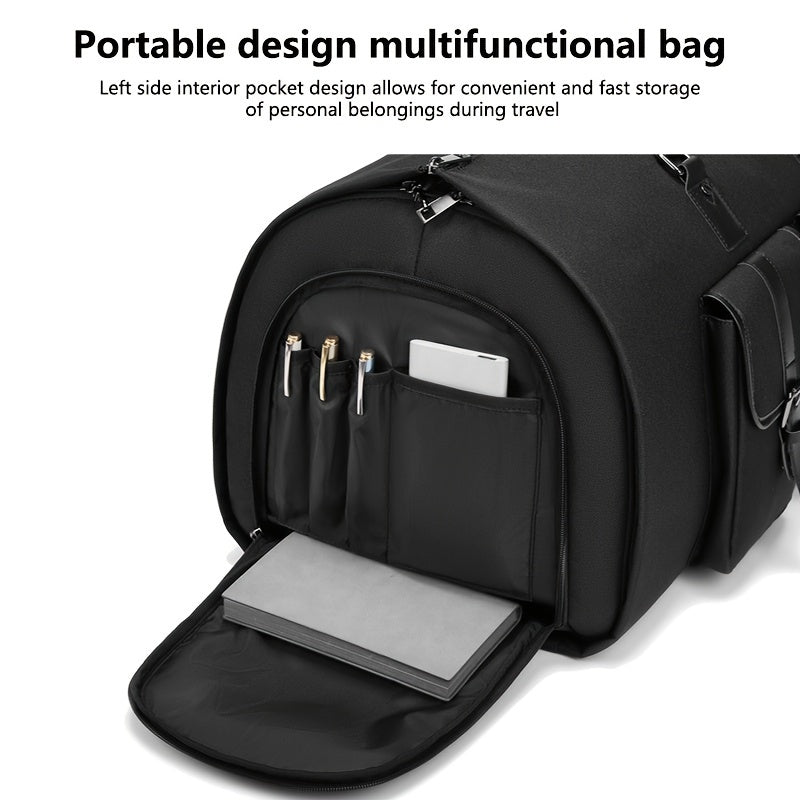 Large capacity black business trip bag for versatile storage and lightweight overnight carry-on.