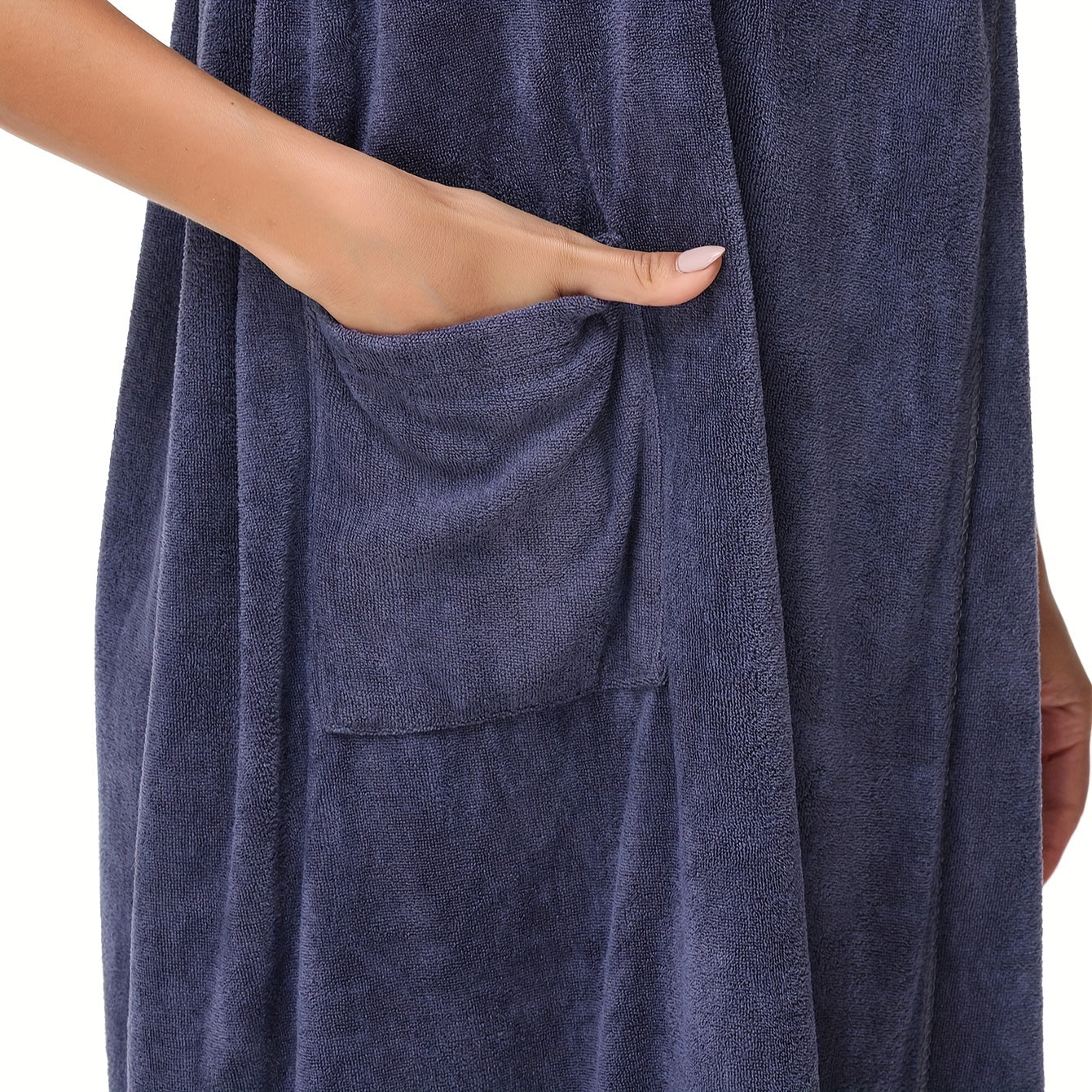 Large, absorbent bathrobe made of comfortable fabric, perfect for wearing after a bath.