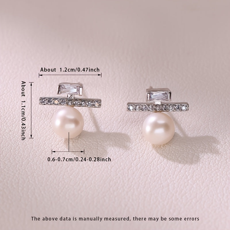 Elevate your look with the MUFAN Elegant Luxury Freshwater Pearl Stud Earrings featuring 6-7mm Natural Round Pearls. Perfect for June birthdays or as a thoughtful gift for any occasion, this all-season jewelry is sure to make a statement.