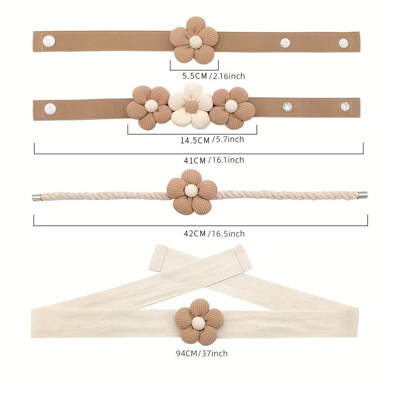 Decorate your bedroom or living room with this elegant Flower Pattern Curtain Tieback. No drilling necessary - simply use the Binding Strap to secure your curtains with style. This Curtain Storage Rope is a convenient and stylish addition to your home