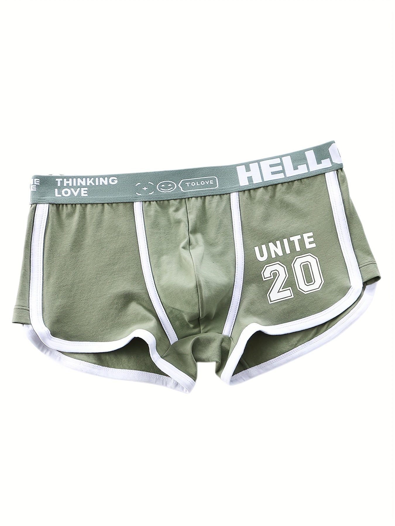 Men's set of 3 printed fashion cotton boxers in green, gray, and black. Comfortable, breathable, and quick-drying.