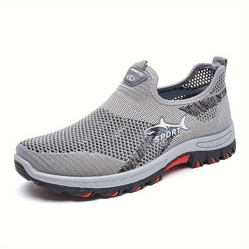 Men's slip-on athletic sneakers with breathable mesh upper, rubber sole, and casual sports style for spring/summer.