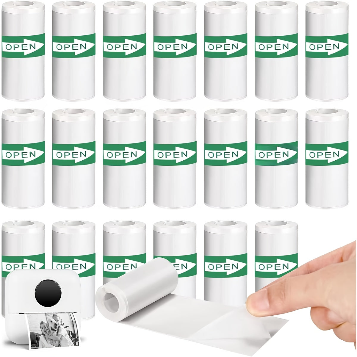 10 Rolls mini self-adhesive thermal paper printer labels for 57mm inkless printers.