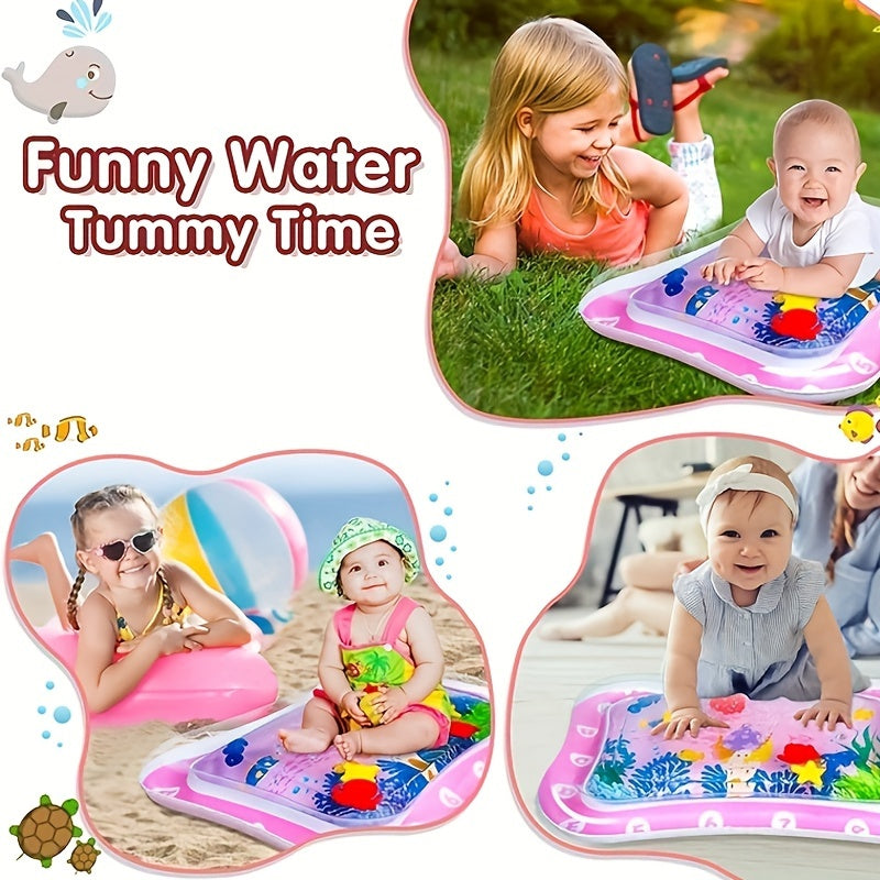 Elevate your baby's Tummy Time experience with our High-Quality Inflatable Mat - Promote Baby's Muscle Growth through Water Play - Convenient and Adorable Pink Toy for Babies and Toddlers (Ages 3-24 months) - Perfect Gift for Christmas, Halloween, or