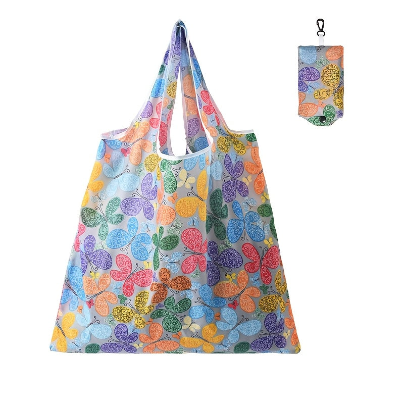 Get your hands on a 1pc high-quality reusable shopping tote bag, perfect for all your shopping and storage needs. Made of durable polyester, this large and foldable bag features stylish patterns including sunflowers, leopard, paisley, polka dots, zebra