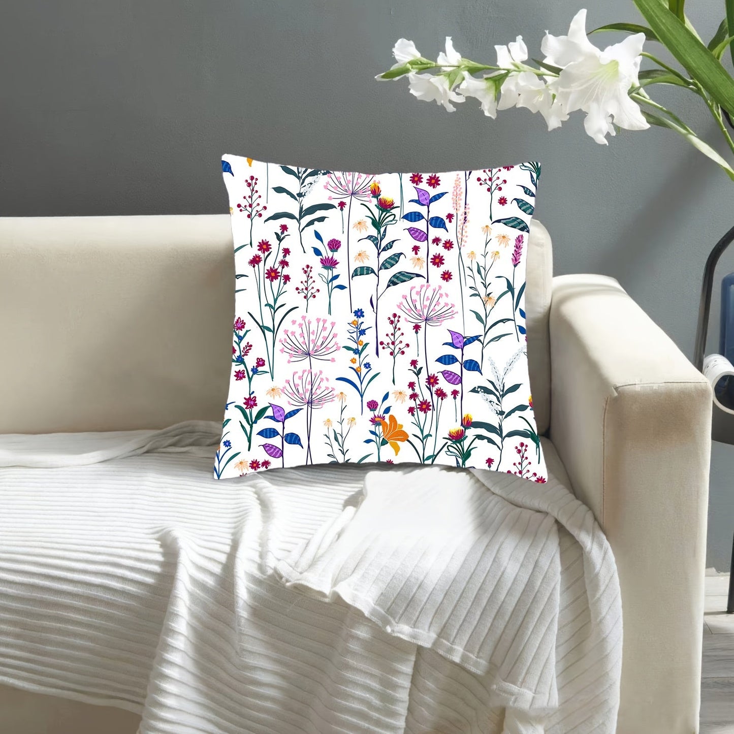 Modern Dandelion Design Decorative Pillowcase, Size 45.72x45.72 cm, Soft Plush Material, Zipper Closure, Easy to Wash, Polyester Woven Fabric, Perfect for Any Room - Single-Sided Print, Includes 1 Pillow Cover