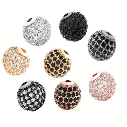 Set of 3 cubic zirconia ball charms in 6/8/10mm for bracelet making