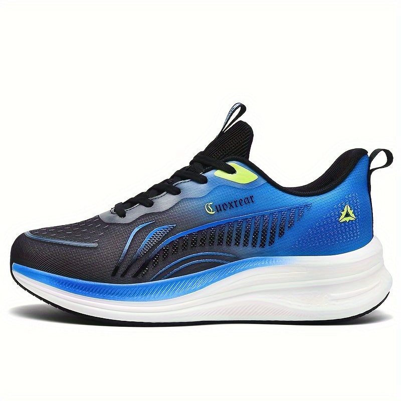 Men's Stylish Platform Woven Shoes for Outdoor Road Running, Breathable and Shock-absorbing.