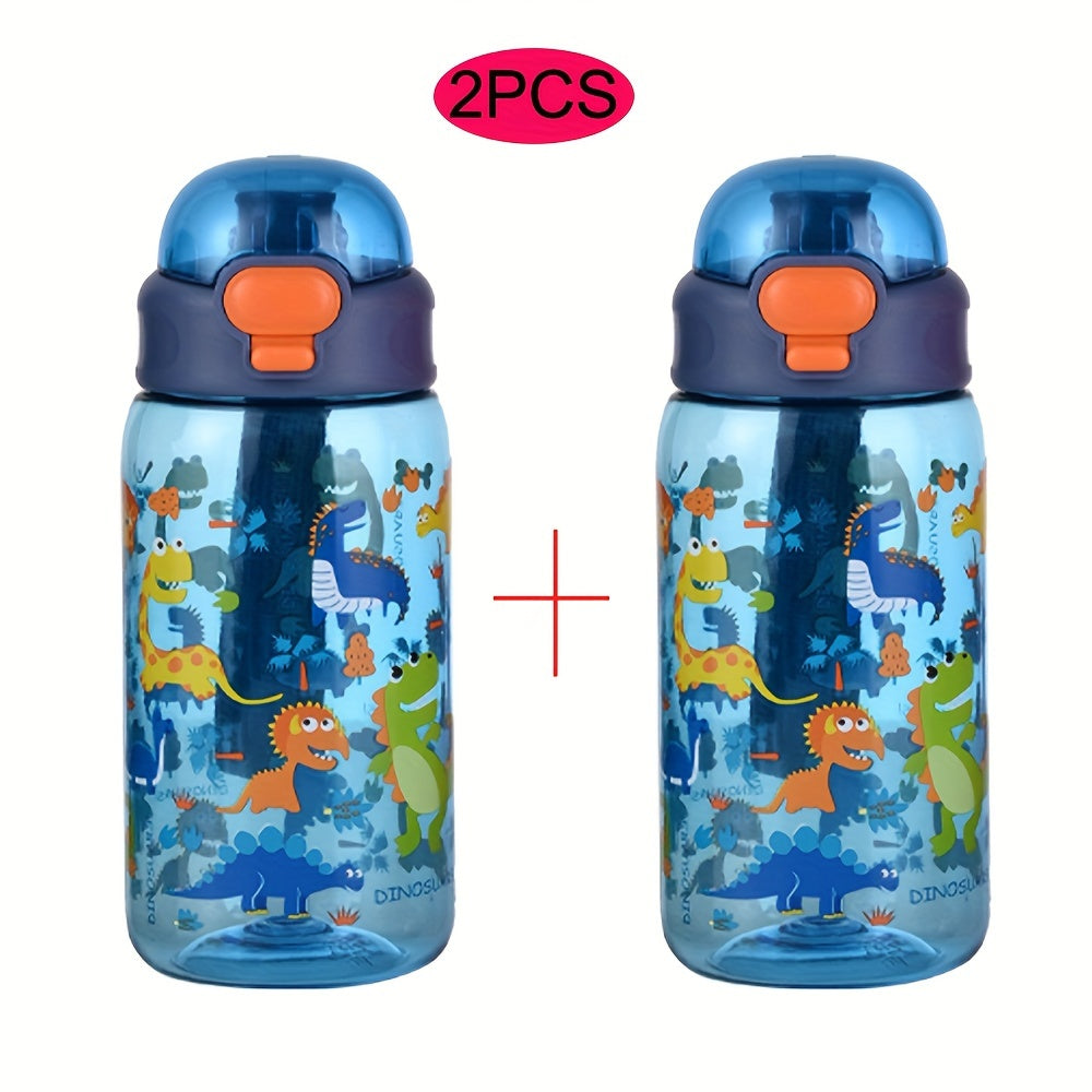 2 packs of 20oz thermal transfer cartoon pattern water cups with portable handles, perfect for home, outdoor activities, and gifts.