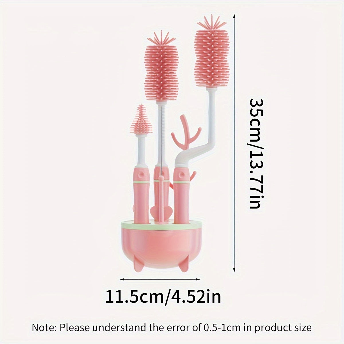 Set of 8 baby bottle brushes for household cleaning, includes drain holder, pacifier brush, and straw brush.