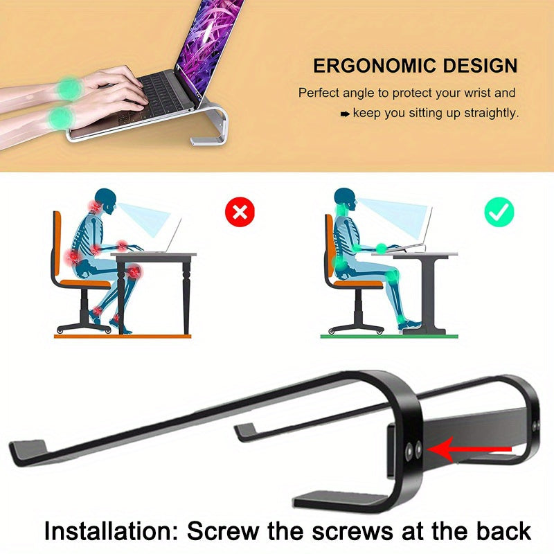 Modern style laptop stand made from durable aluminum alloy, designed for daily office use with built-in cooling features and portability.