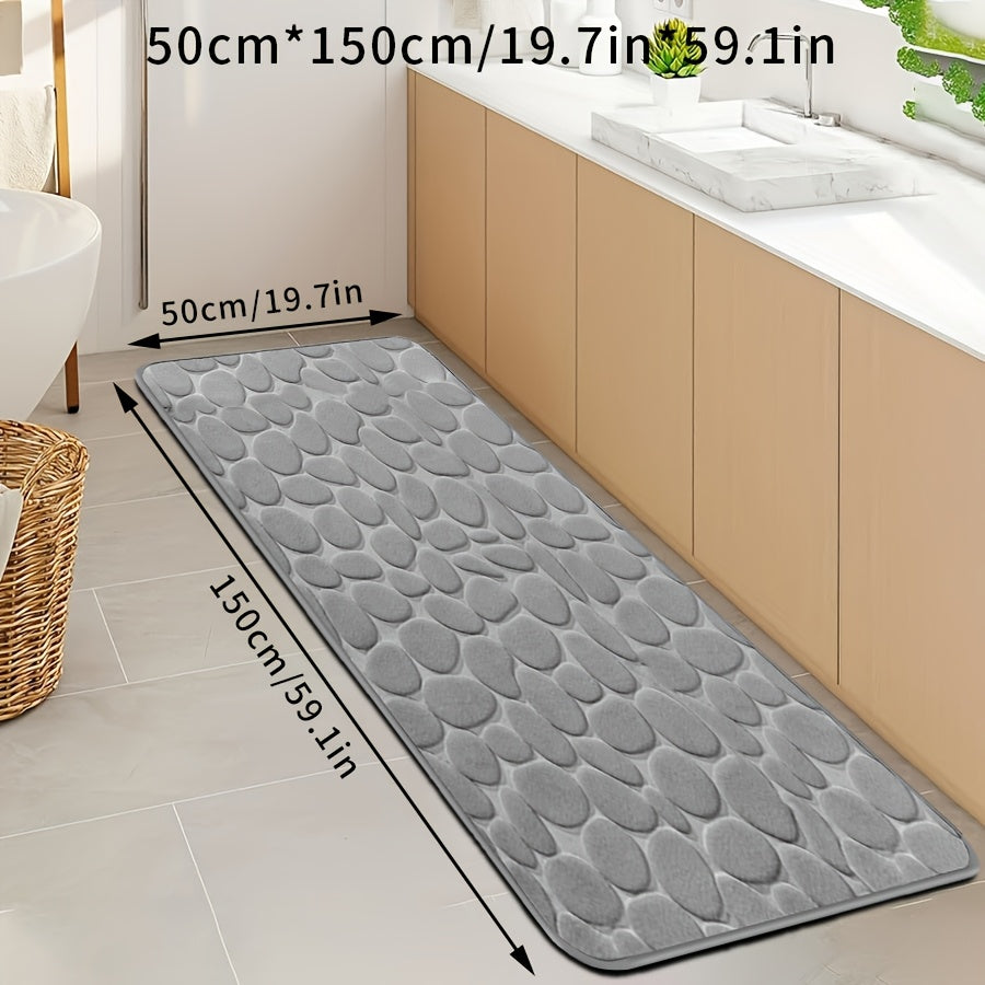 Quick-Dry Pebble Bath Mat, Thick Non-Slip Sponge Floor Mat for Bathroom, Machine Washable, Soft Coral Fleece - Ideal for Home Decor in Kitchen, Laundry Room, Bedroom, and Bathroom.