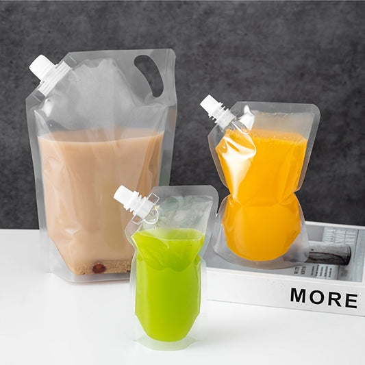 50pcs Disposable Soy Milk, Milk Tea, Juice, and Beverage Bags with Portable, Transparent, Self-Standing Suction Mouth and Slanted Mouth, Available in Multiple Specifications