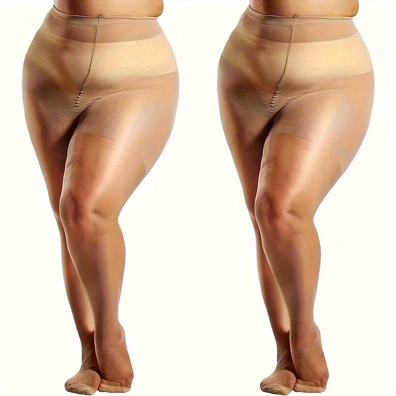 2 Pairs of Women's Plus Size Sexy Control Top Pantyhose