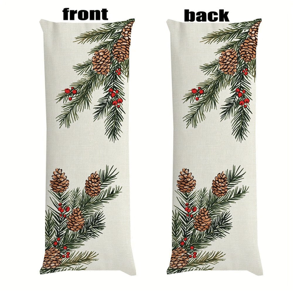 Long Body Pillow Cover made of cozy flannel fabric, measuring 137.16x50.8 cm. Features a zipper closure and is machine washable. Perfect for all-season use, this pillow cover has a casual style with a pine nut design, ideal for adding a touch of love