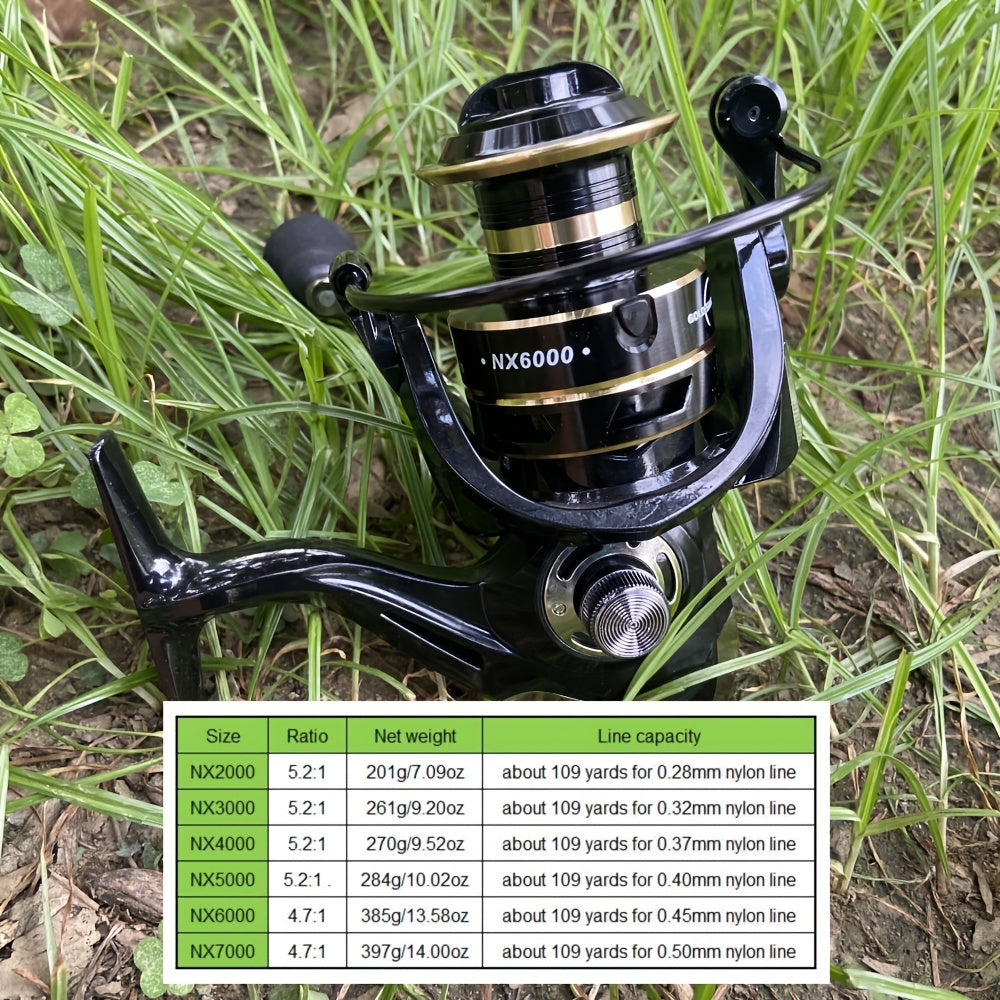 1pc metal spinning fishing reel with 14 ball bearings, for long casting and freshwater fishing.