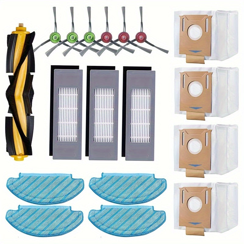 Get the complete replacement parts kit for your Ecovacs Deebot OZMO T9 T8 T5 T8 AIVI N8 N5 series robot vacuum cleaner, which includes 1 main roller brush, 4 dust bags, 3 filters, 6 side brushes, and 4 mop rags. Please note that the T8 bags are not