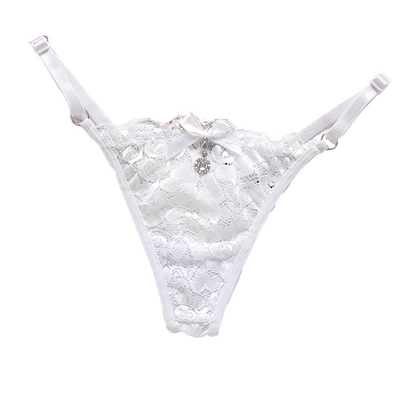 Floral lace thongs, low waist bow tie panties - sexy lingerie for women.