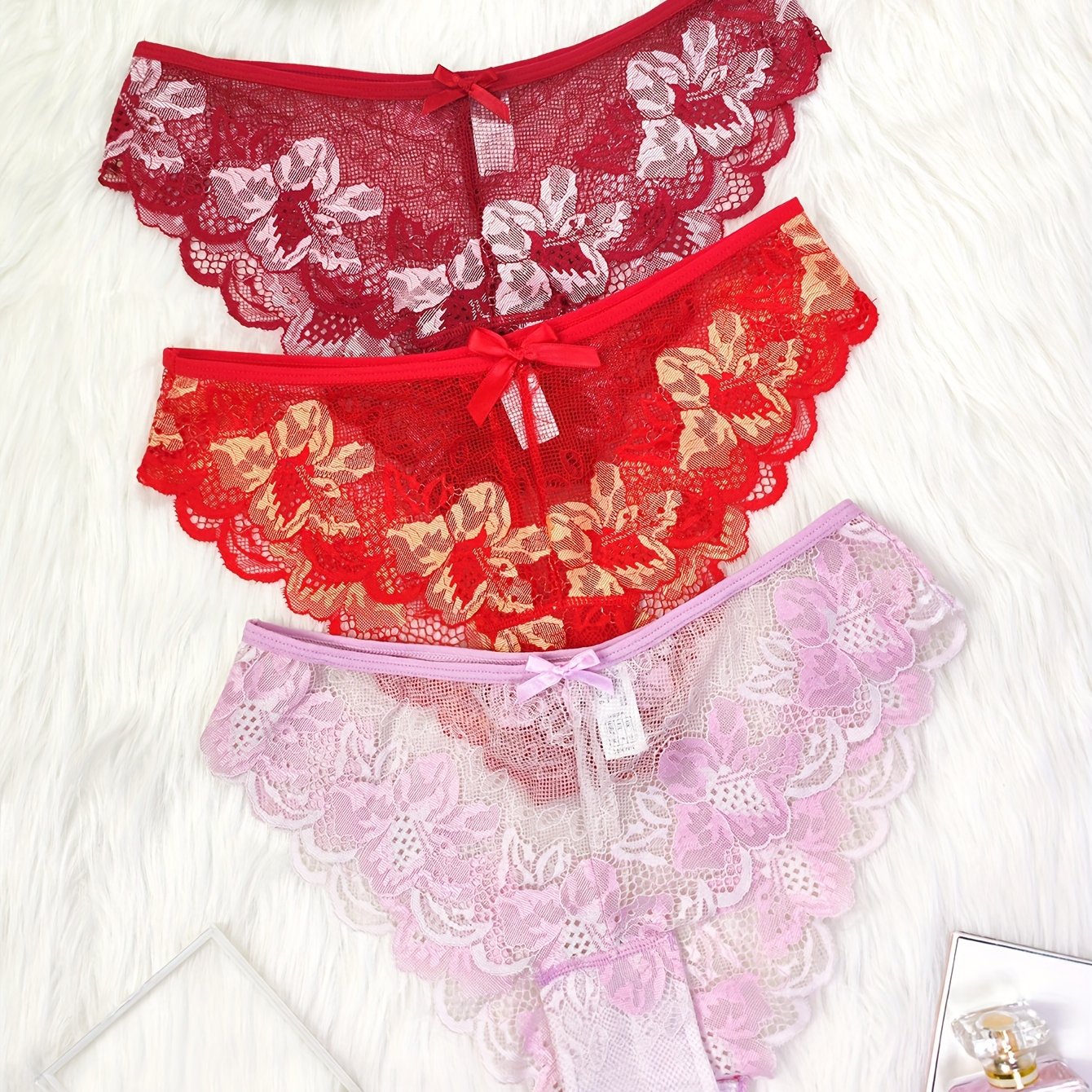 Sensual lace low waist panties for women, with a breathable and alluring hollow design.