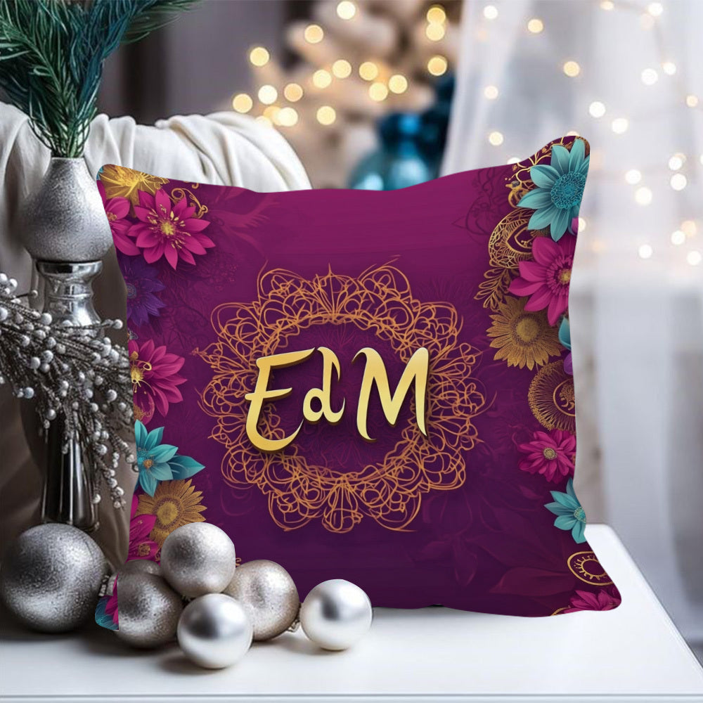 Celebrate Eid Mubarak and Ramadan with our plush square pillow cover, measuring 45.72x45.72cm. Perfect for your sofa, bedroom, or outdoor seating, this versatile cover features a zip closure for easy insertion of a pillow. Machine washable for