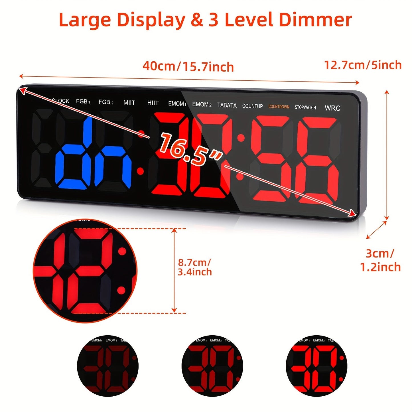 Large 41.91cm Digital Kitchen Timer with Loud Alarm - USB Powered, Great for Cooking & Time Management, Perfect Gift