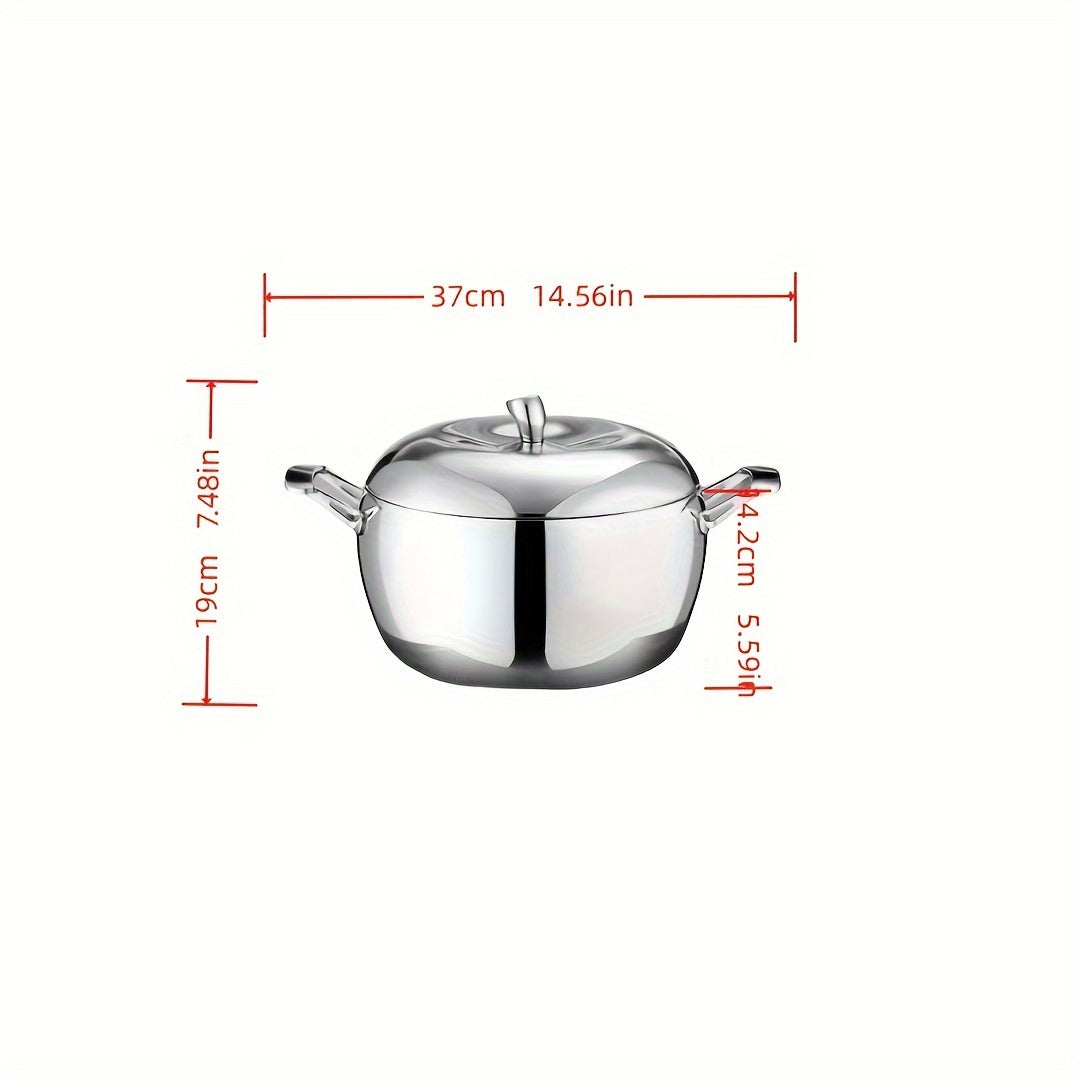 Durable Soup Pot Made of 304 Stainless Steel, Suitable for Gas Stovetops, No Electricity Needed