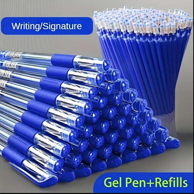 Set of 18 gel pens with black, blue, and red ink colors, 0.5mm tip, ideal for students and office use.