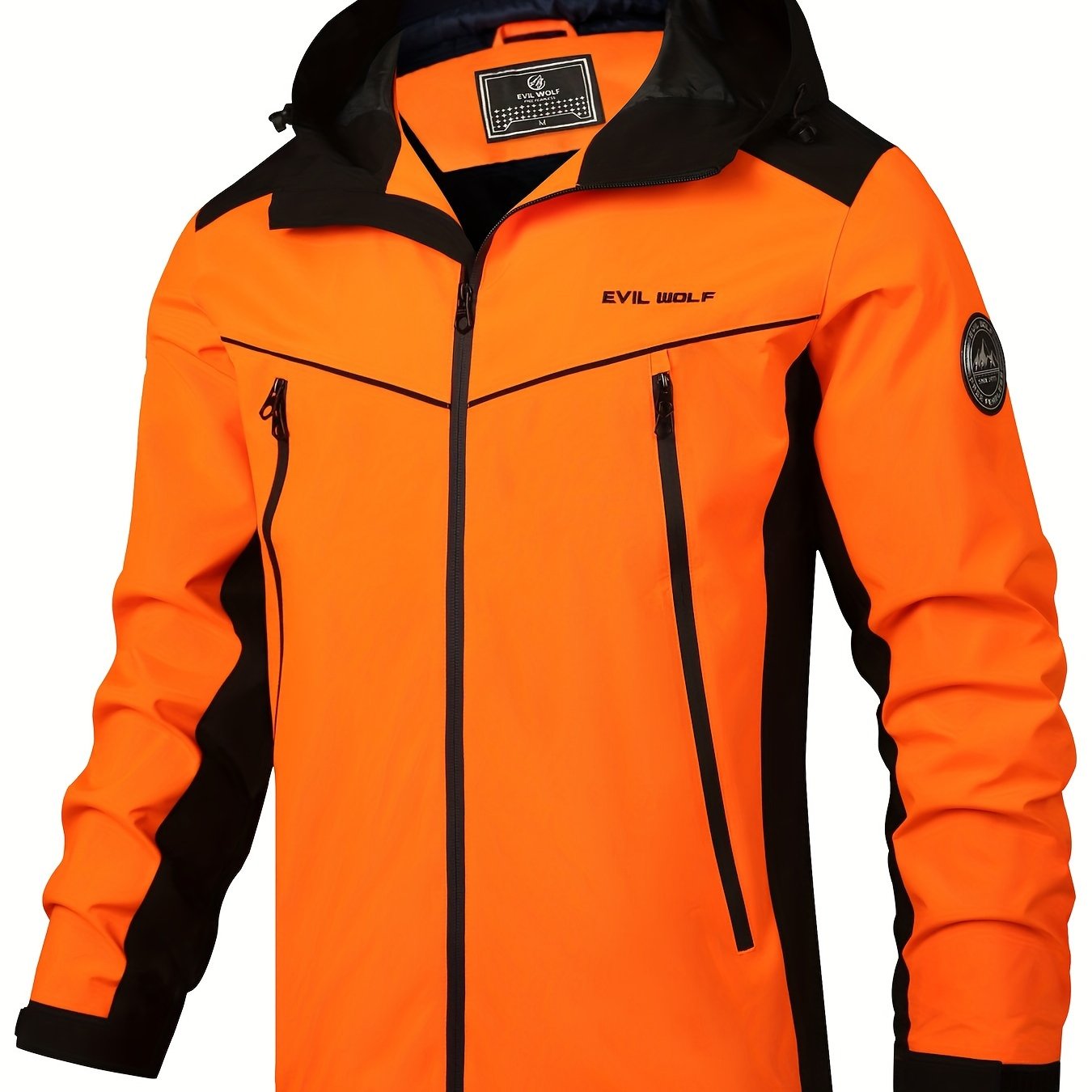 Popular choice: Men's hooded windbreaker with color blocking, ideal for outdoor activities in spring and fall.