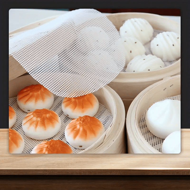 Set of 8 Silicone Steamer Liners: Non-Stick, Reusable, and Easy to Clean, Multipurpose Kitchen Tool for Cooking, Baking, and Food Prep, Includes Dumpling Mats and Food Filter Inserts