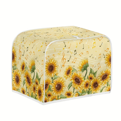 Sunflower and Music Notes Polyester Toaster Cover - Dustproof Small Appliance Protector - Perfect for Sunflower Enthusiasts - Size Small