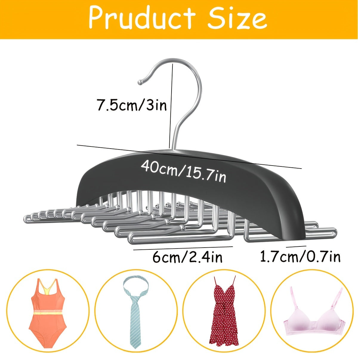 "Tank Top Hangers with Bra Ties Organizer, 24 Storage Hooks for Closet, Non-Slip Hanging Tie Holder for Neckties, Belts, Scarves, and Tank Tops Accessories, Closet Organization and Storage Solution"