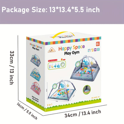 Large Activity Center with 5 interactive sensory dolls, 20 ocean balls, and a durable washable play mat for tummy time activities.