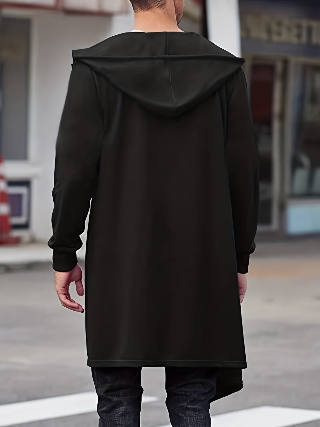 Fall/Winter Asymmetric Hooded Zip Jacket for Plus Size Men.