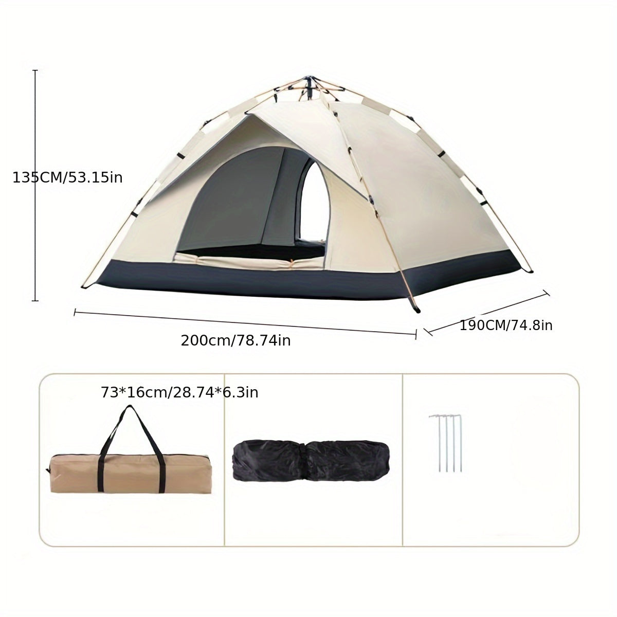 Automatic quick-opening tent for outdoor self-driving travel and camping, suitable for 2-3/3-4 people. It is rainproof, sunshine-proof, and can be used as a beach shelter or for fishing and