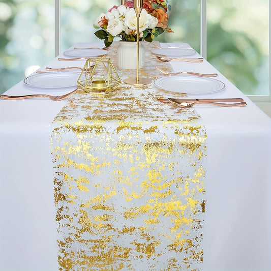 Elegant golden table runner perfect for weddings, showers, parties & Easter.