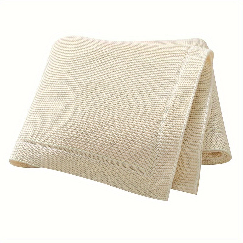 Versatile Knitted Baby Blanket in Solid Color, Ideal for Home, Travel, and Celebrations