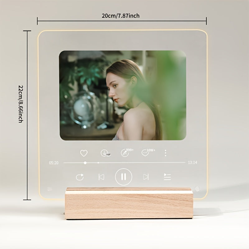 Square Luminous Acrylic Photo Frame with Customizable Design, Creative Transparent Display Stand for Pictures, Personalized Acrylic Picture Frame, Perfect DIY Birthday or Valentine's Day Present