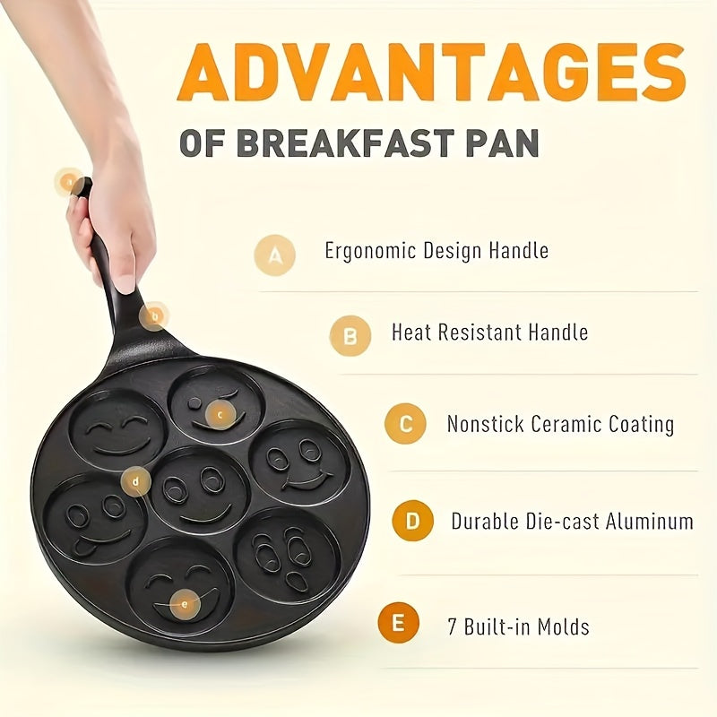 1pc Mini Pancake Griddle with 7 Mold Design