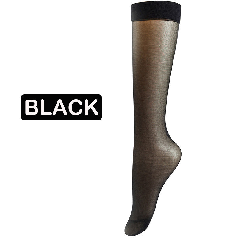 5 pairs of comfortable and breathable solid semi-sheer socks for women.