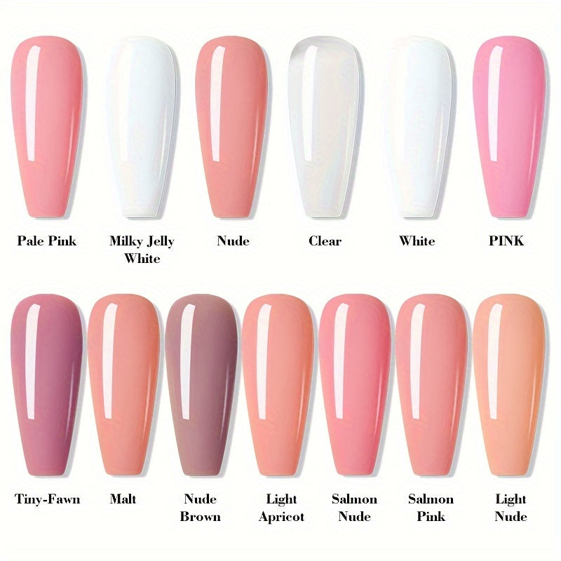 UV/LED soak off gel for nail extension in nude pink shade.