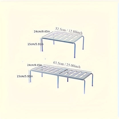 Telescopic shoe rack made of durable plastic, designed to save space and efficiently store slippers and shoes. Ideal for use in the kitchen, living room, or dorm room. No assembly required, making it the perfect shoe storage organizer.